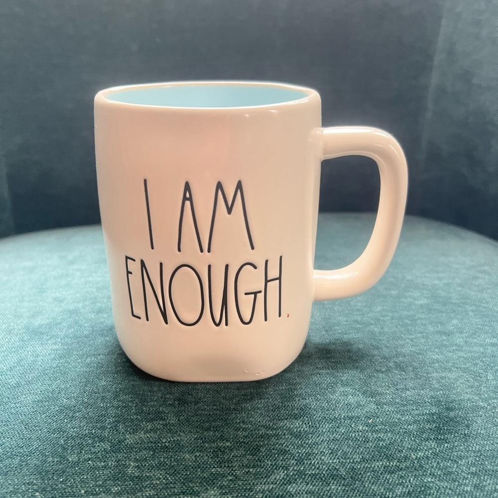 Rae Dunn I Am Enough Coffee Mug Light Blue Interior